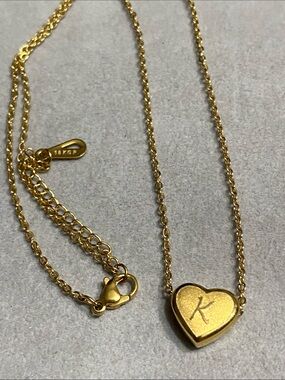 18KGP Initial K Heart Pendant Necklace